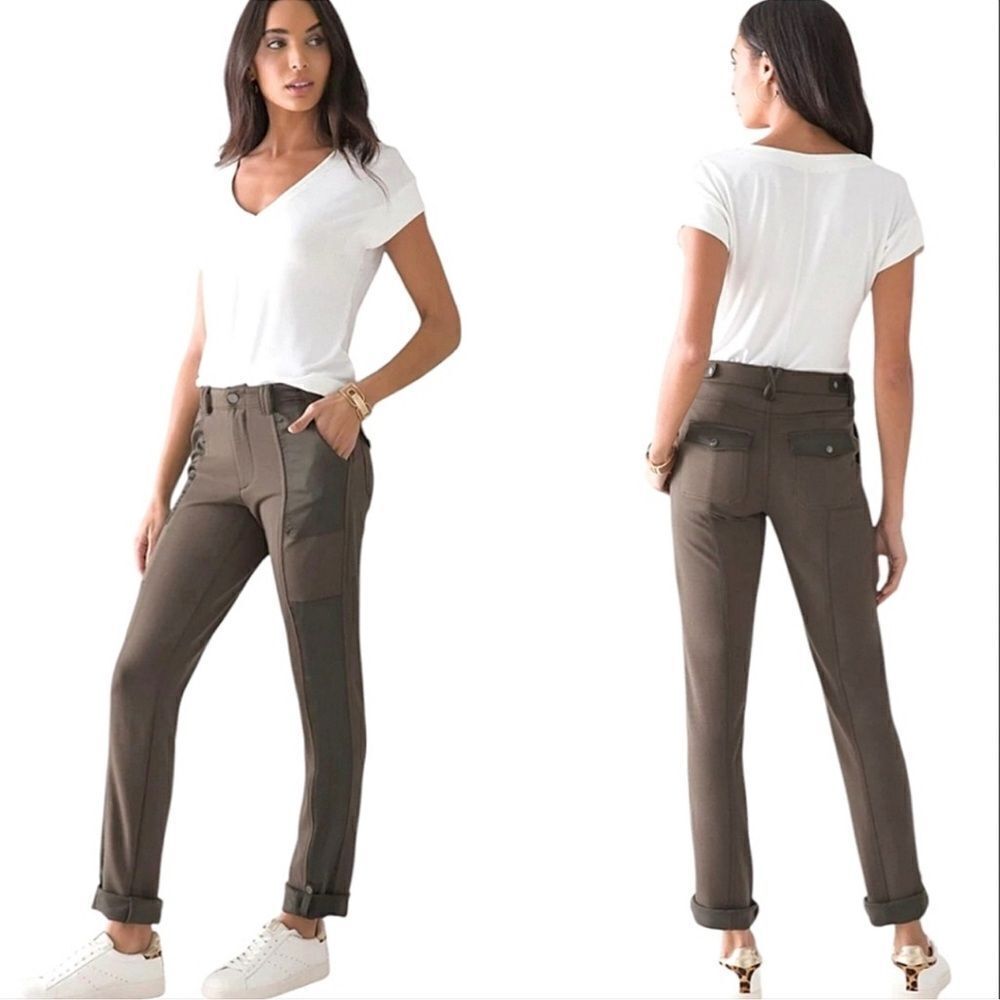 WHITE House Black Market WHBM Satin Trim Knit Pants Size 4